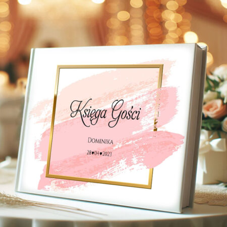 Księga gości Złota Róż Różowa Pastelowa