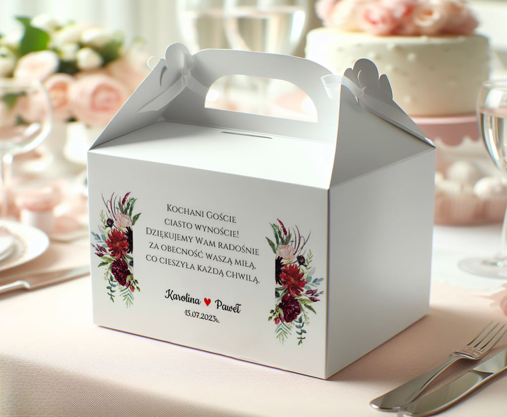 Naklejki na pudełko z ciastem Bordowe