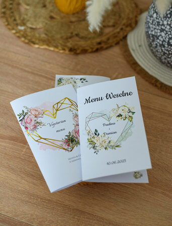 Menu Weselne składane na 2 Stojące powyżej 20szt.