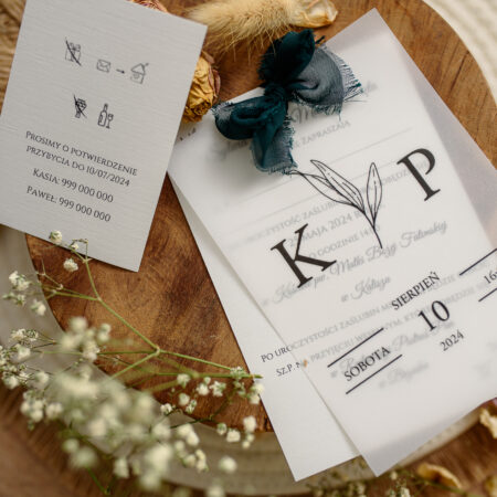 Zaproszenia z Kalką Minimalistyczne