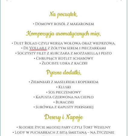 Menu Weselne Płaskie powyżej 20szt.