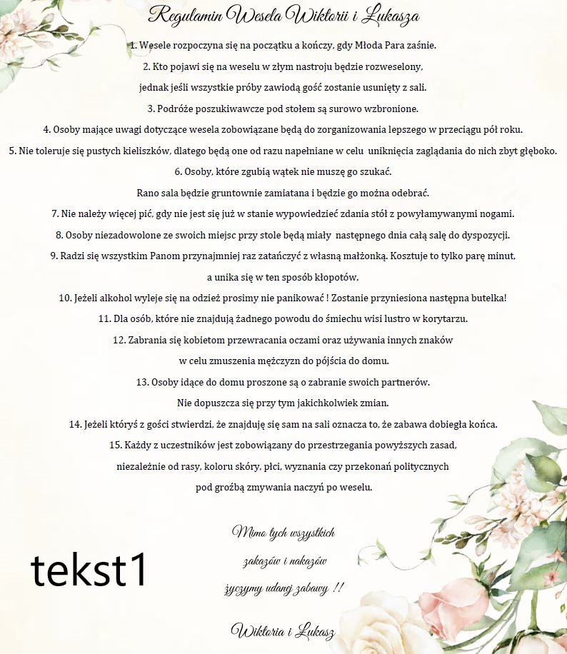Regulamin Wesela - obrazek 2