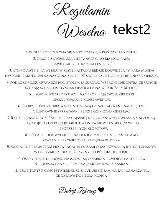 Regulamin Wesela - obrazek 3