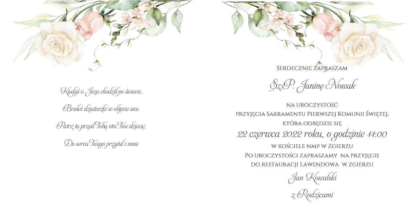 Zaproszenie Komunia Święta wzór 3 - obrazek 2