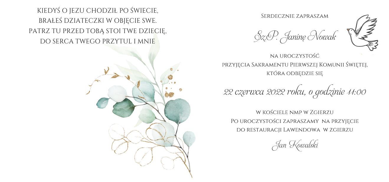 Zaproszenie Komunia Święta wzór 5 - obrazek 2
