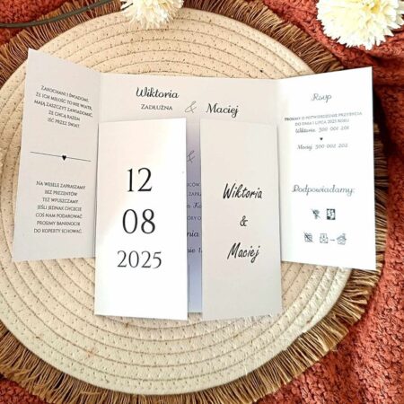 Zaproszenie składane Ślubne Folderowe - wzór6 - minimalistyczne