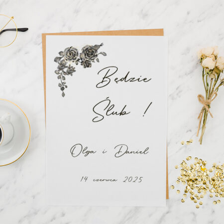 Składane z kieszonką + rsvp - zestaw Wzór3