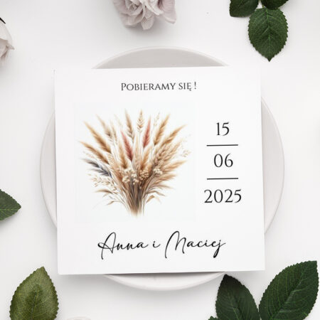 Zaproszenie składane Ślubne wzór 151 boho