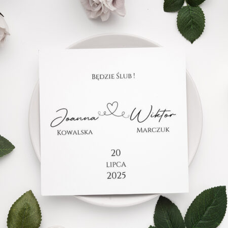 Zaproszenie składane Ślubne wzór 159 Minimalistyczne