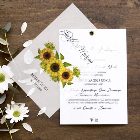 Zaproszenia z Kalką Wzór 11 Słoneczniki