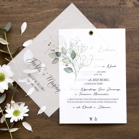 Zaproszenia z Kalką Wzór 12 Eucaliptus