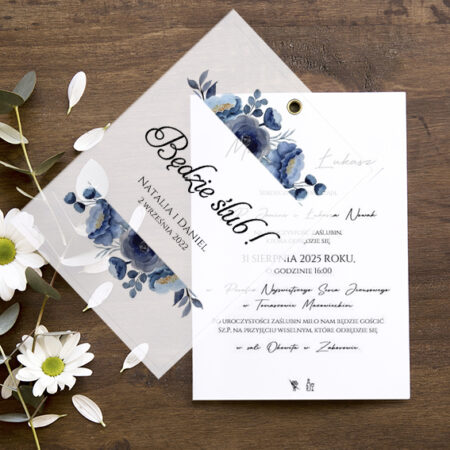 Zaproszenia z Kalką Wzór 15 Granatowe