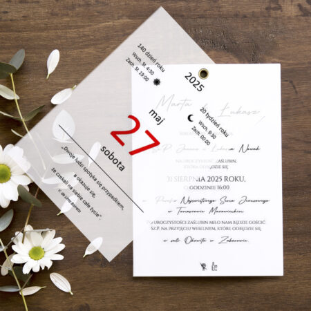 Zaproszenia z Kalką Wzór 16 Kartka z Kalendarza