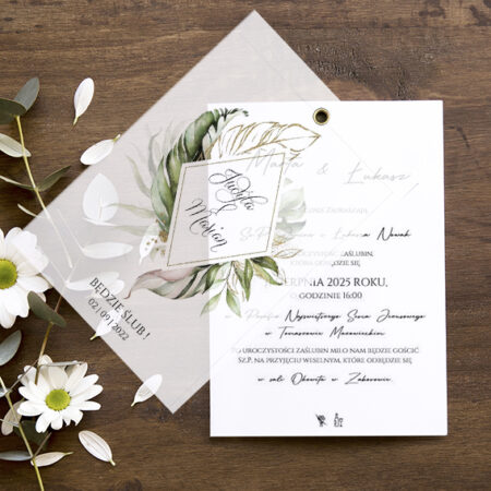 Zaproszenia z Kalką Wzór 9 Zielone Boho