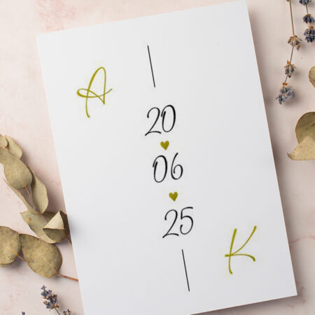 Zaproszenie Ślubne składane prostokątne Wzór17 minimalistyczne Inicjały z datą