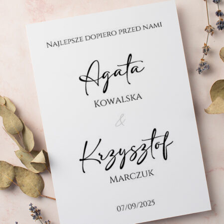 Zaproszenie Ślubne składane prostokątne Wzór18 minimalistyczne