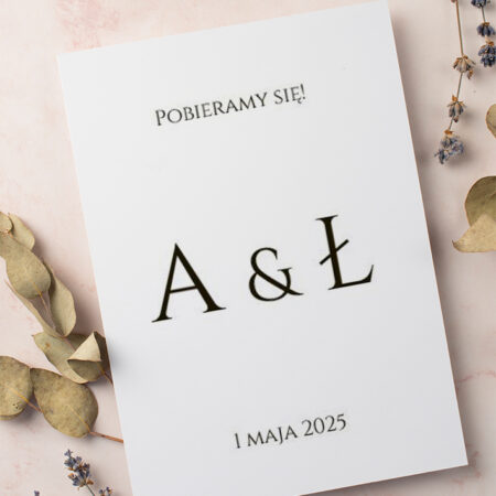 Zaproszenie Ślubne składane prostokątne Wzór19 minimalistyczne Inicjały