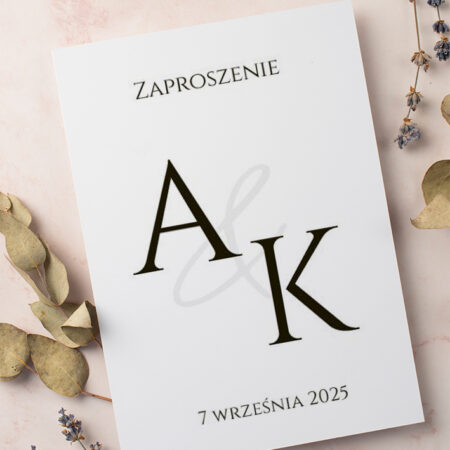 Zaproszenie Ślubne składane prostokątne Wzór22 minimalistyczne Inicjały