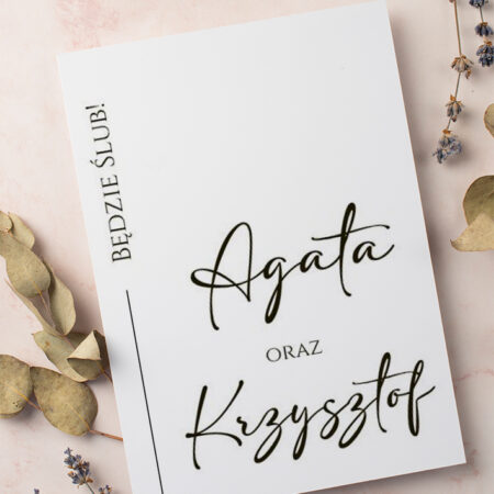 Zaproszenie Ślubne składane prostokątne Wzór23 minimalistyczne Będzie Ślub