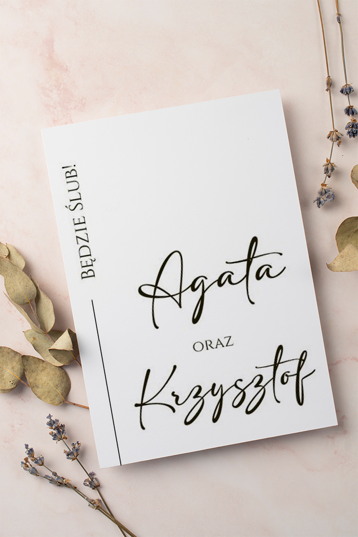 Zaproszenie Ślubne składane prostokątne Wzór23 minimalistyczne Będzie Ślub