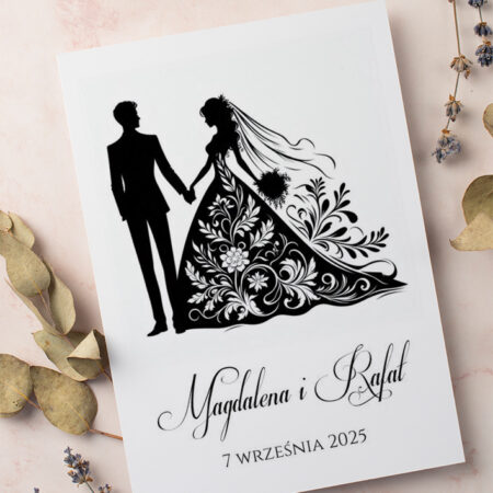Zaproszenie Ślubne składane prostokątne Wzór25 Młoda Para