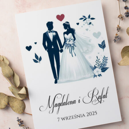 Zaproszenie Ślubne składane prostokątne Wzór26 Młoda Para