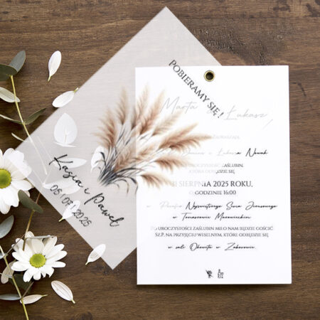 Zaproszenia z Kalką Wzór 35 Trawa Pampasowa