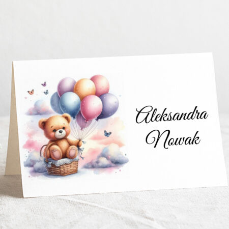 Winietka Chrzest Święty Wzór15 Miś z Balonami - Kolorowe