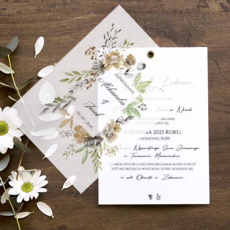 Zaproszenie z Kalką Wzór 42 Boho kwiaty kwiatowe