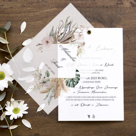 Zaproszenie z Kalką Wzór 43 Boho kwiaty kwiatowe